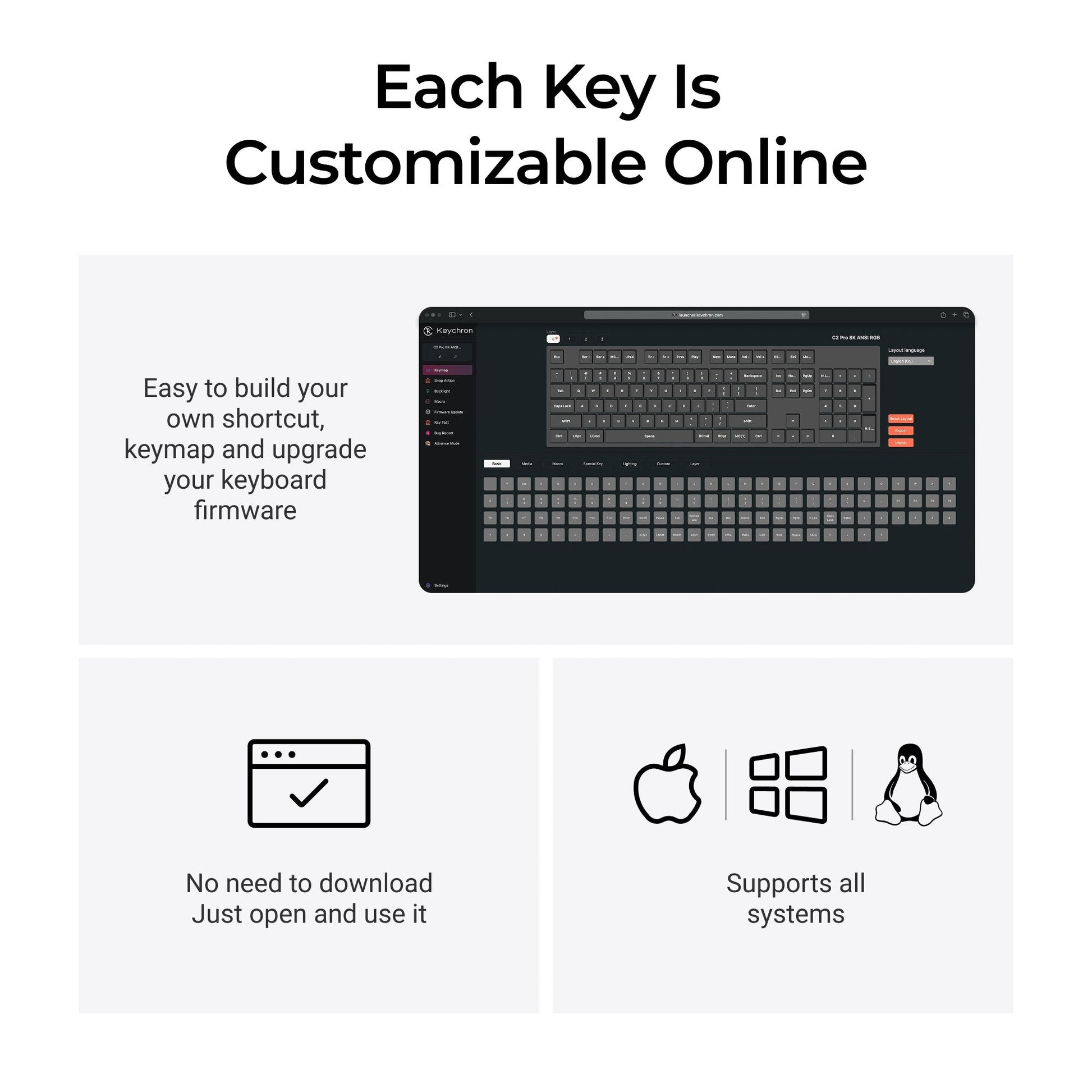 Keychron C2 Pro 8K QMK Wired Custom Mechanical Keyboard