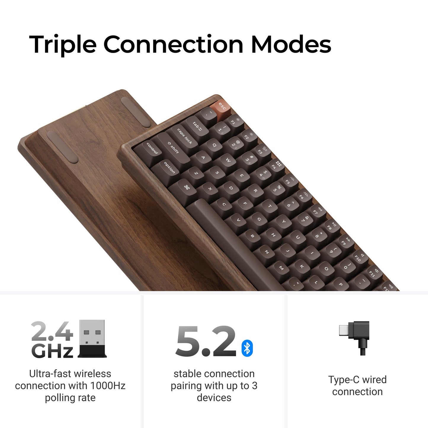 Keychron K2 HE Wireless Magnetic Switch Custom Keyboard - All-Wood Special Edition