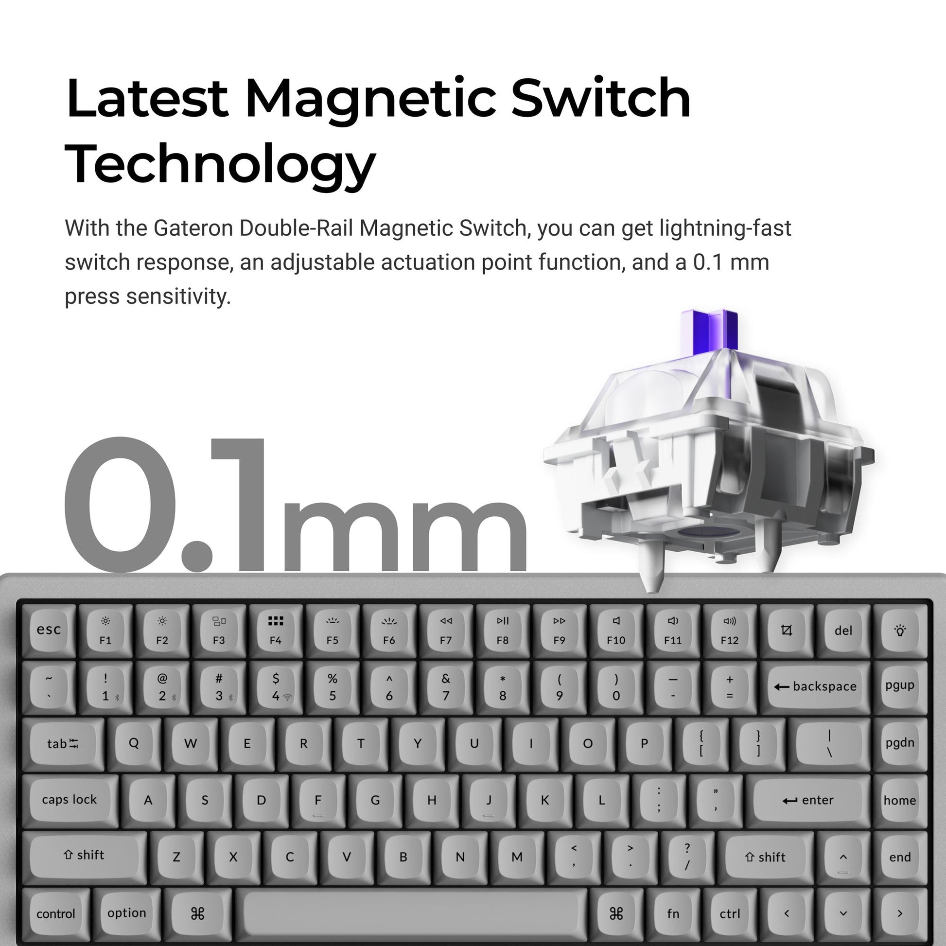 Keychron K2 HE Wireless Magnetic Switch Custom Keyboard - Concrete Edition