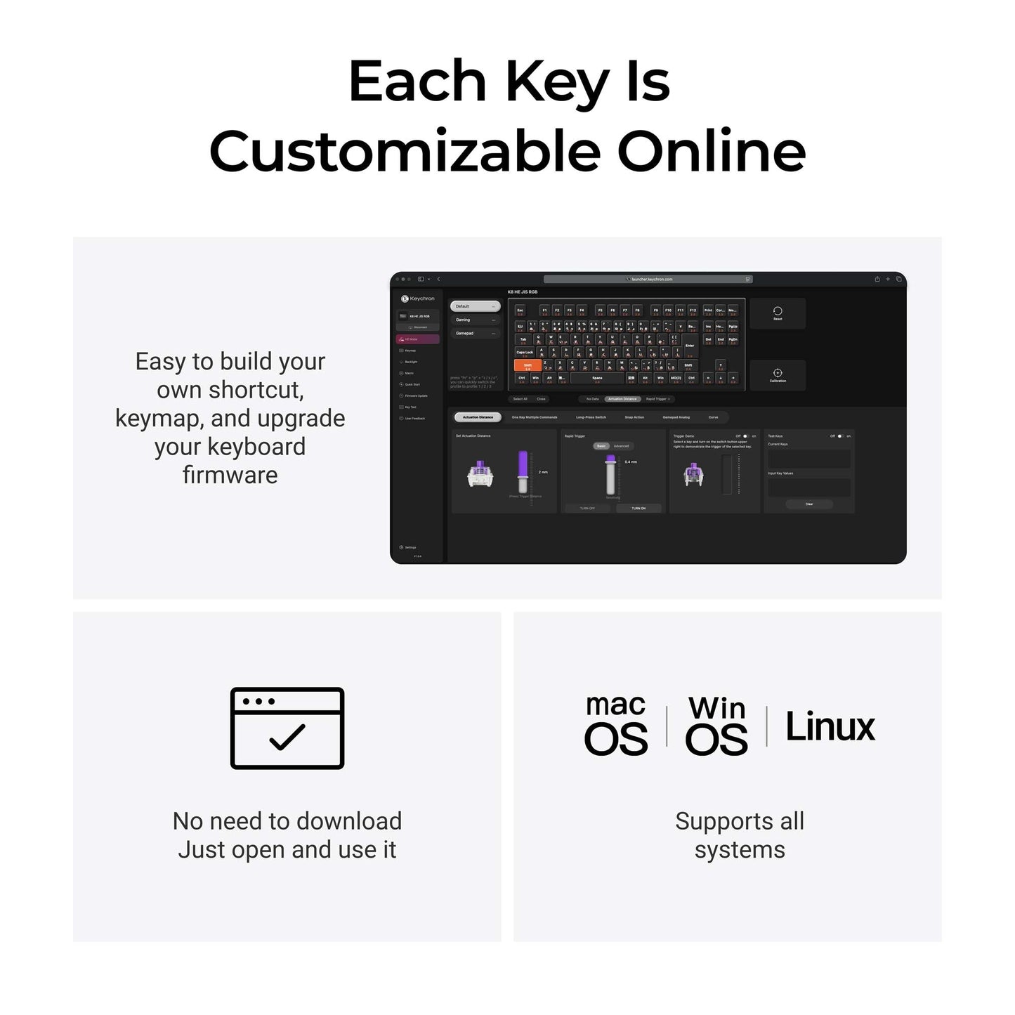 Keychron K8 HE Wireless Magnetic Switch Custom Keyboard (Japan JIS Layout)