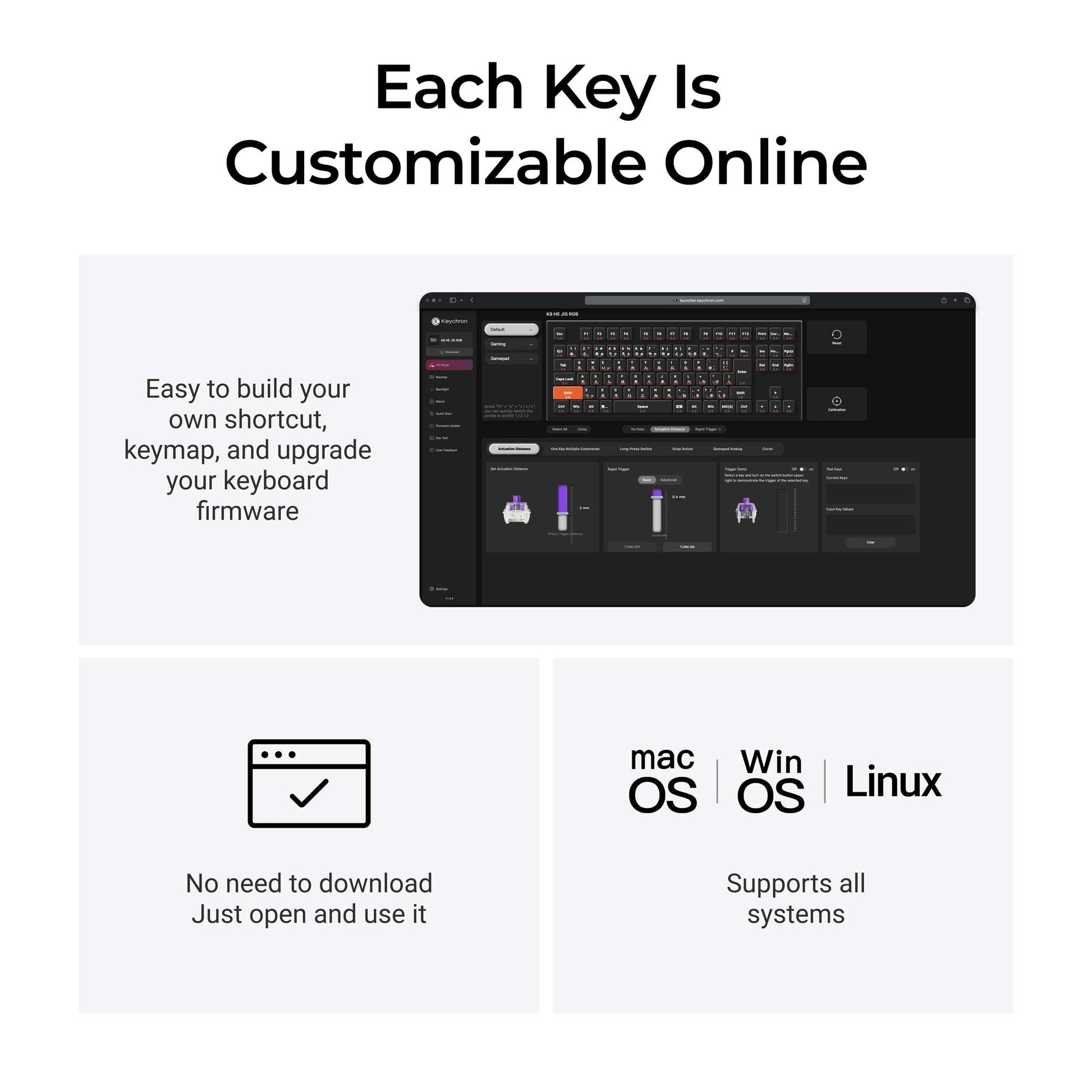 Keychron K8 HE Wireless Magnetic Switch Custom Keyboard (Japan JIS Layout)