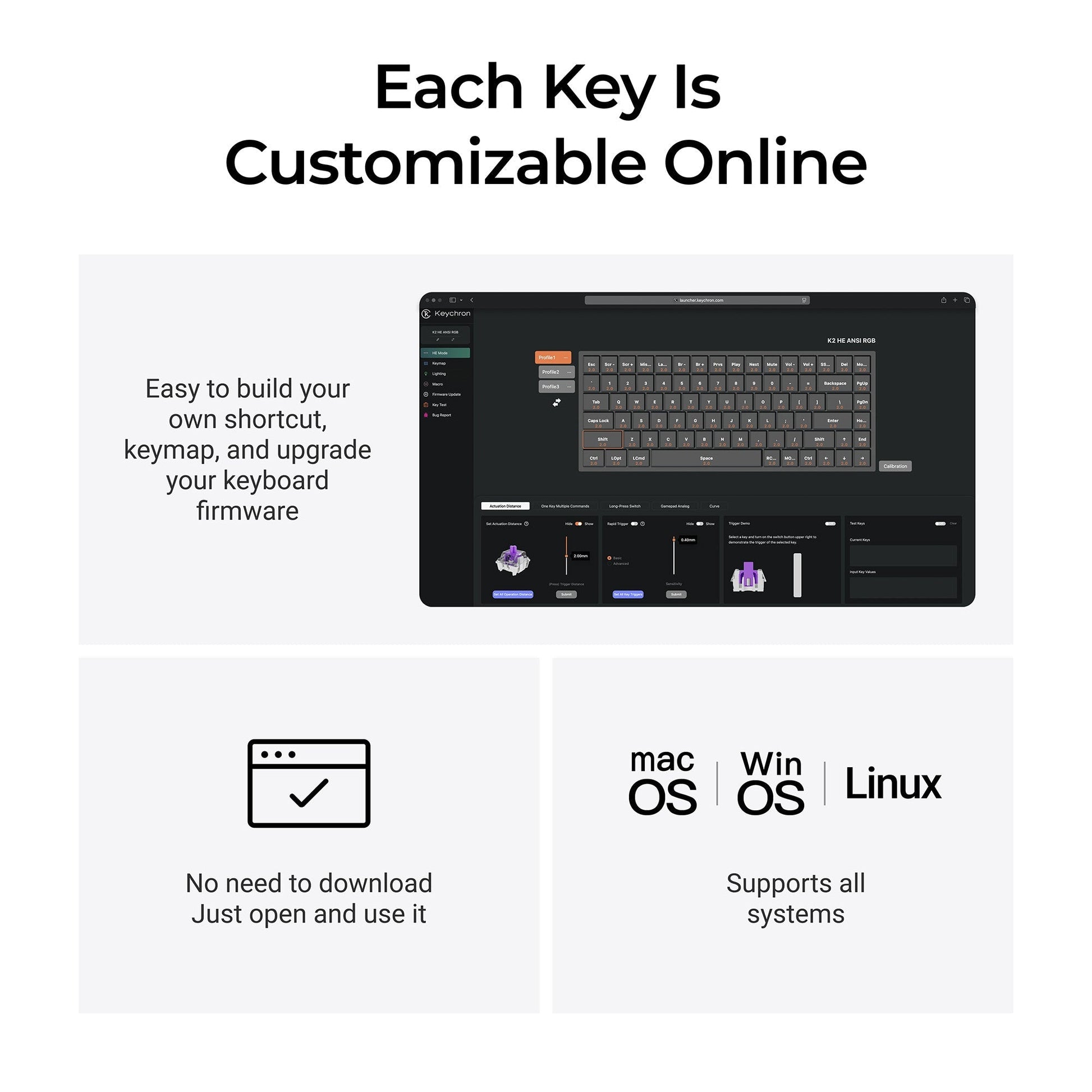 Keychron K2 HE Wireless Magnetic Switch Custom Keyboard - Resin Edition