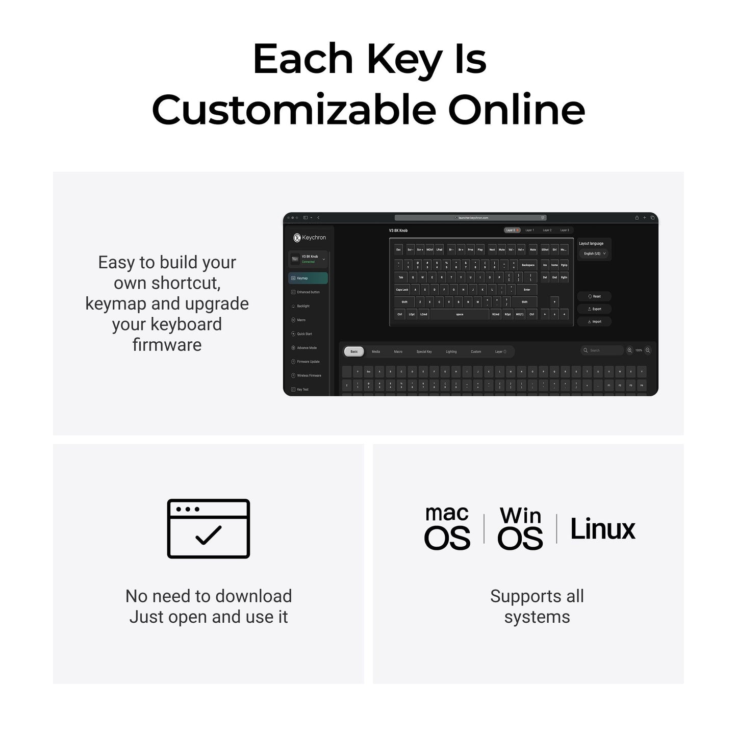 Keychron V3 8K QMK Wired Custom Mechanical Keyboard